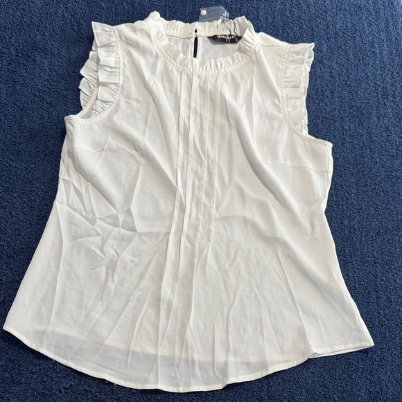 Allegra K White Ruffle Sleeve sleeveless Blouse, size Small, #672 - Picture 1 of 1